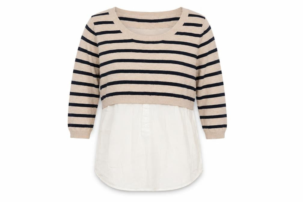 New Look Women Beige Stripe Pullover Jumper Size 10