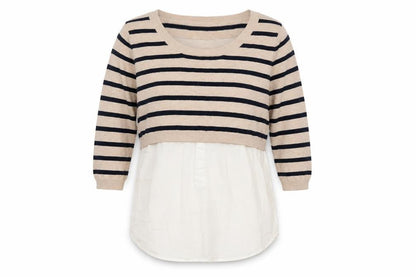 New Look Women Beige Stripe Pullover Jumper Size 10