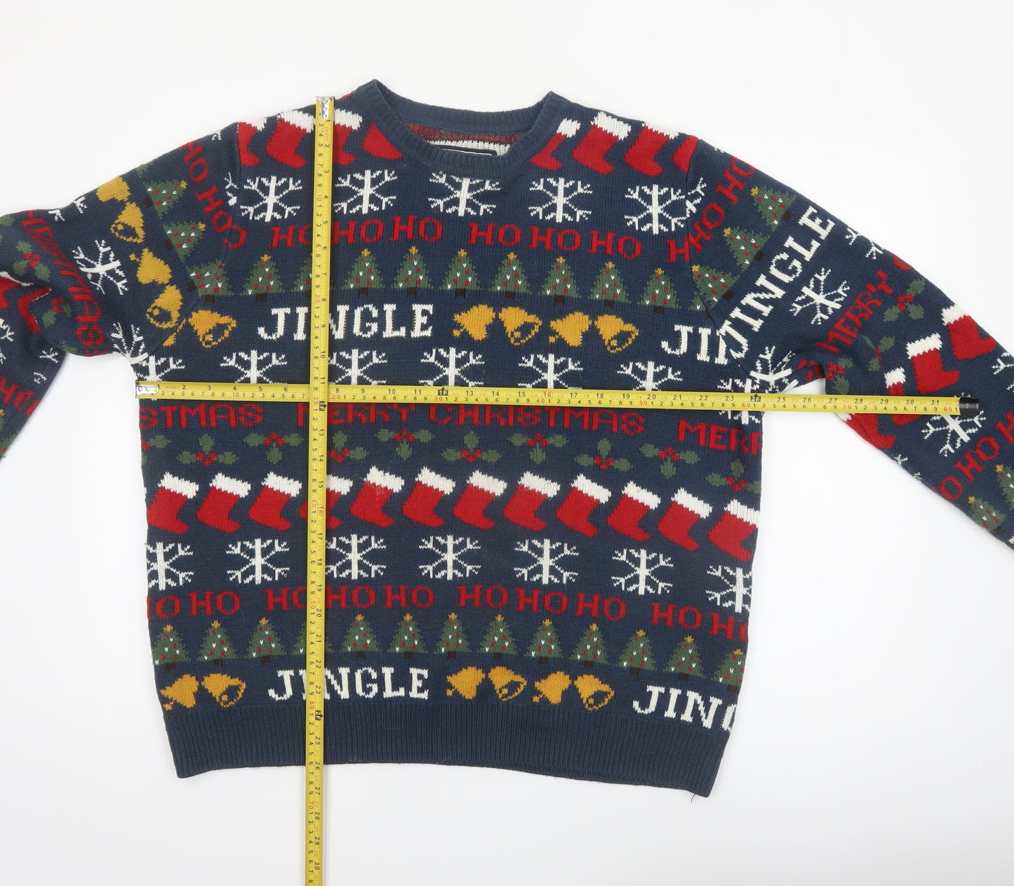 Red Herring Men's Blue Christmas Fair Isle Knit Jumper XL