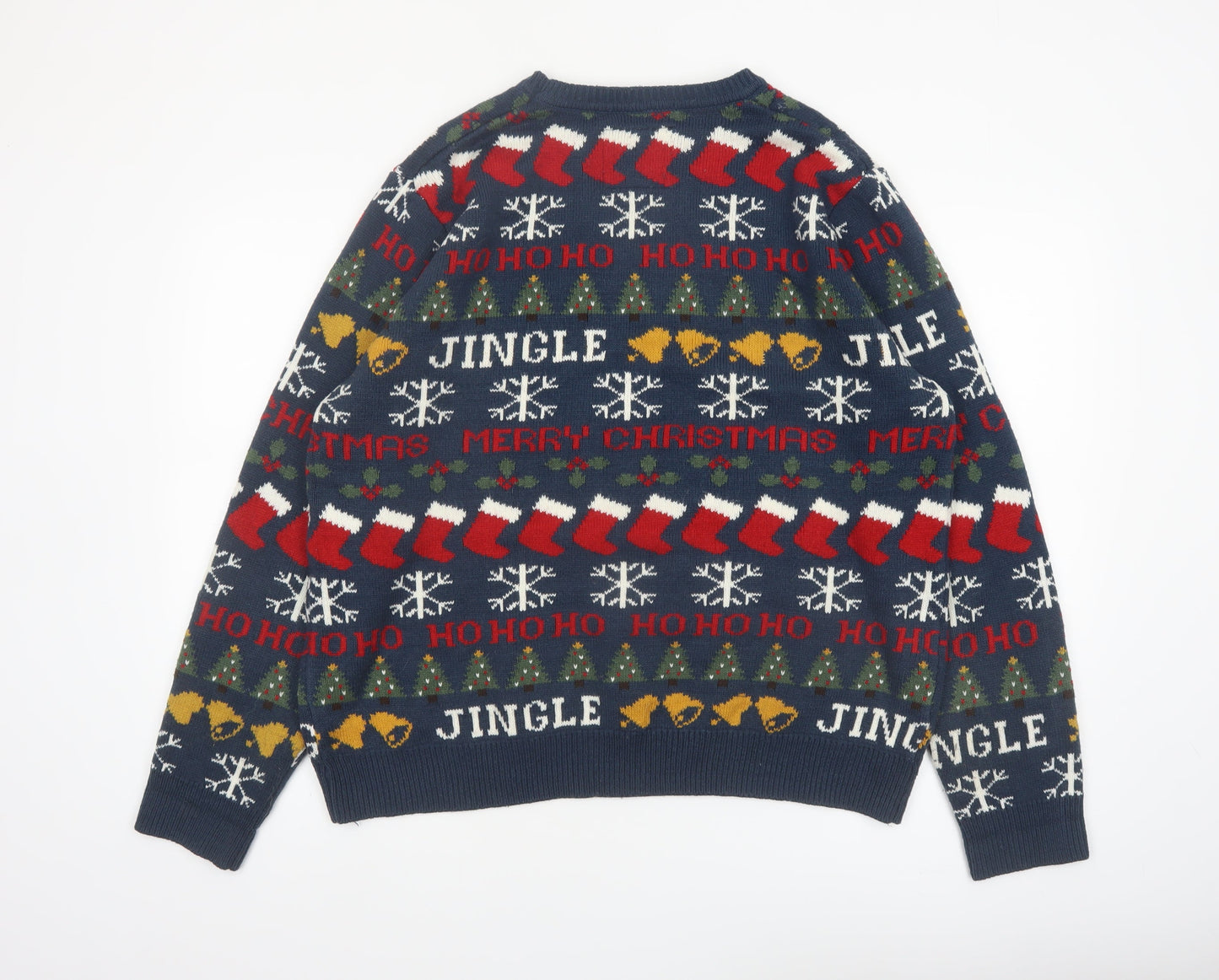 Red Herring Men's Blue Christmas Fair Isle Knit Jumper XL