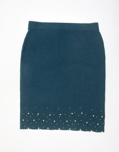 Danni Morgane Women's Green Beaded Knit Pencil Skirt 2XL
