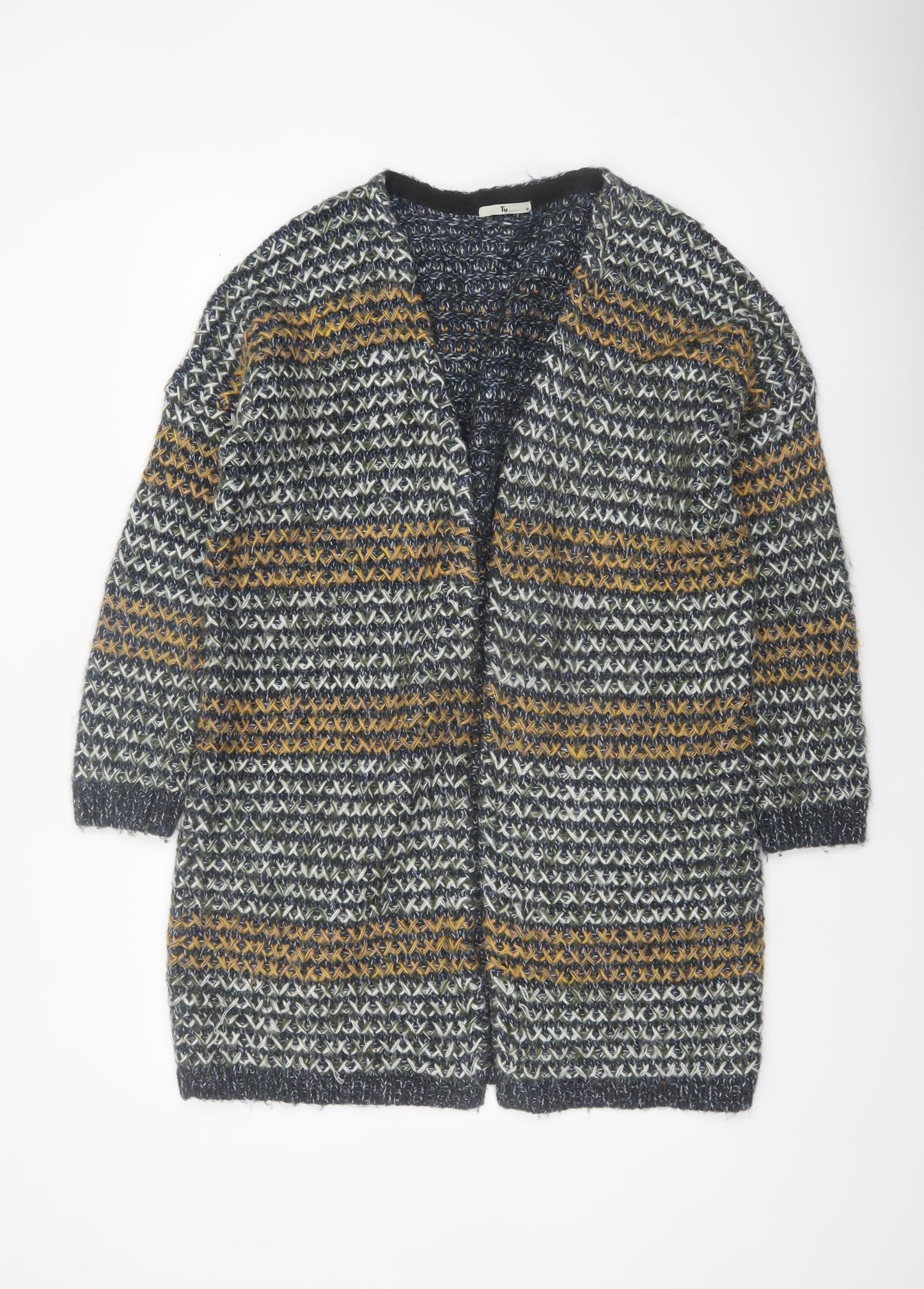 Tu Womens Multicoloured Chunky-Knit Long Cardigan M