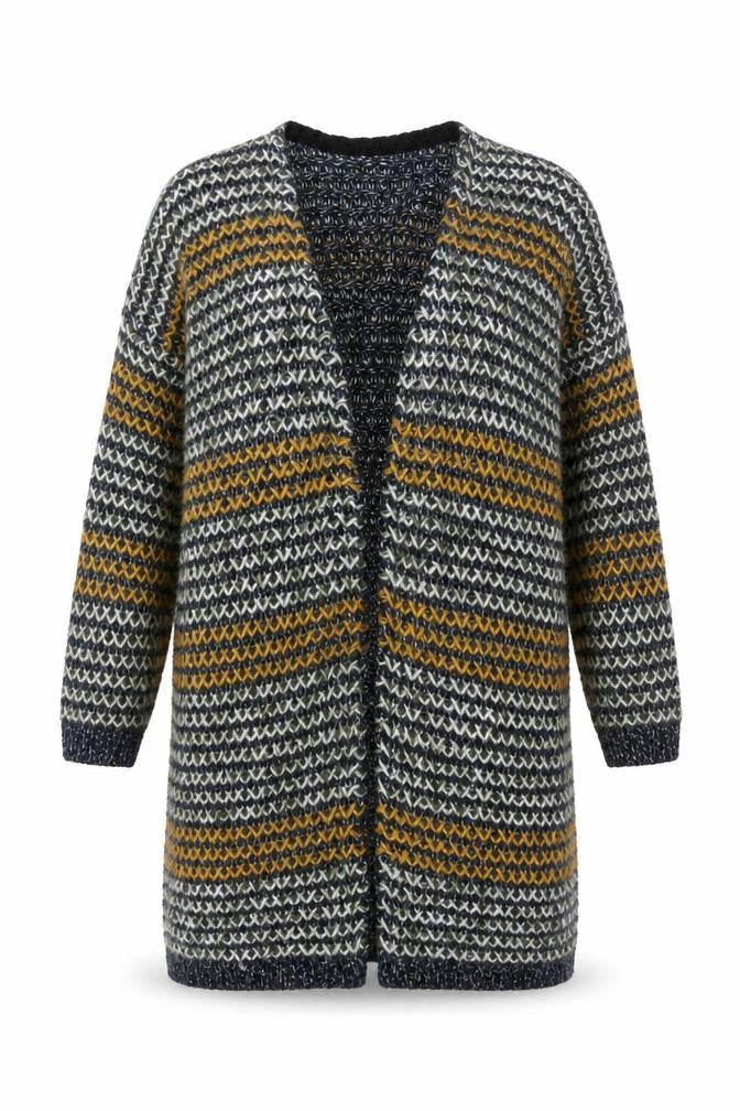 Tu Womens Multicoloured Chunky-Knit Long Cardigan M