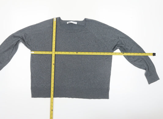 ZARA Womens Grey Long Sleeve Knit Pullover Jumper Size S