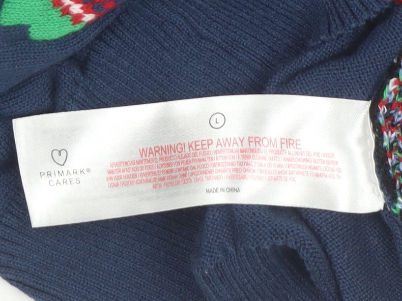 Monopoly Men's Blue Christmas Graphic Pullover Jumper Size L