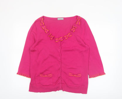 Marks and Spencer Per Una Women’s Pink Cotton Bow Cardigan Size 16
