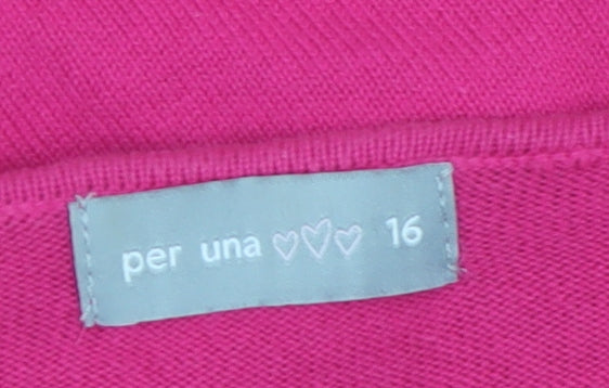 Marks and Spencer Per Una Women’s Pink Cotton Bow Cardigan Size 16