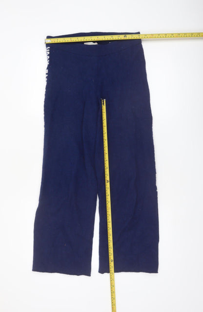 Absolut Cashmere Women Blue Wool Cashmere Wide-Leg Sweatpants L