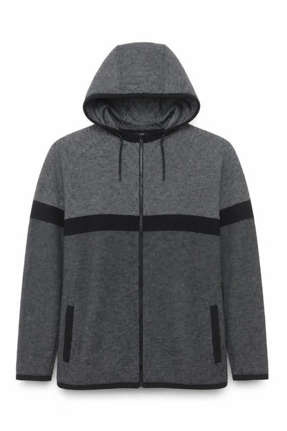 Next Men's Grey 2XL Full Zip Hooded Cotton Knit Jumper
