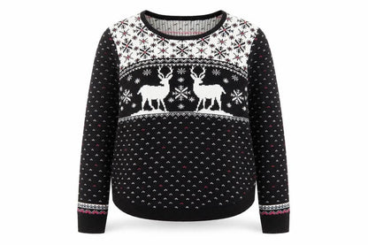 Marks & Spencer Women Black L Fair Isle Reindeer Christmas Jumper