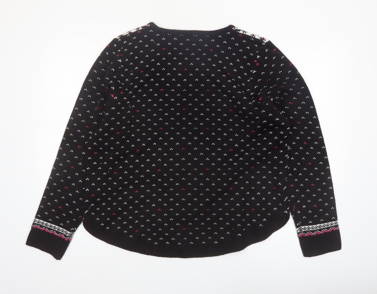 Marks and Spencer Women Black L Fair Isle Reindeer Christmas Jumper