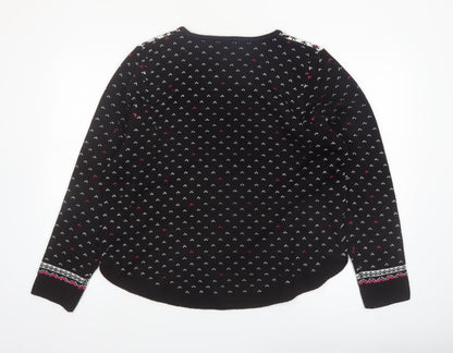 Marks and Spencer Women Black L Fair Isle Reindeer Christmas Jumper
