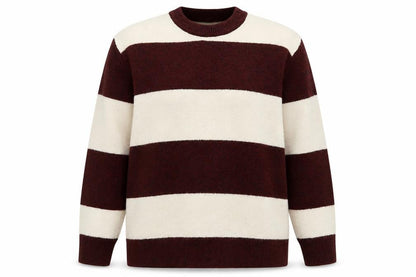 Stradivarius Women's Brown Striped Crew Neck Knit Jumper Size 10