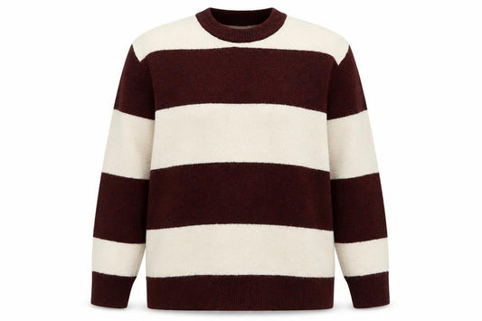 Stradivarius Women's Brown Striped Crew Neck Knit Jumper Size 10