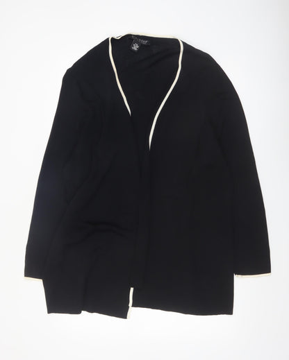 Dialogue Women's Black 2XL Open Knit Long Sleeve Cardigan