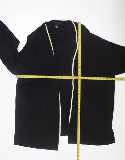Dialogue Women's Black 2XL Open Knit Long Sleeve Cardigan