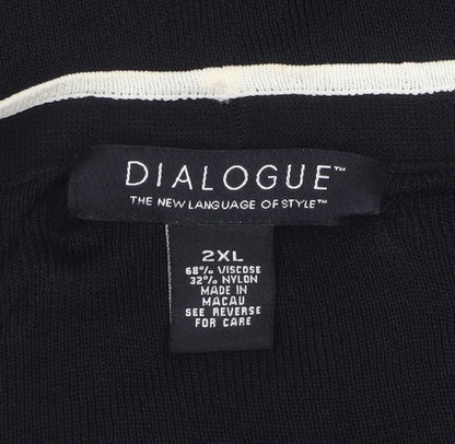 Dialogue Women's Black 2XL Open Knit Long Sleeve Cardigan