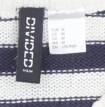 H&M Divided Women’s Navy & White Striped Jumper Medium Acrylic Knit