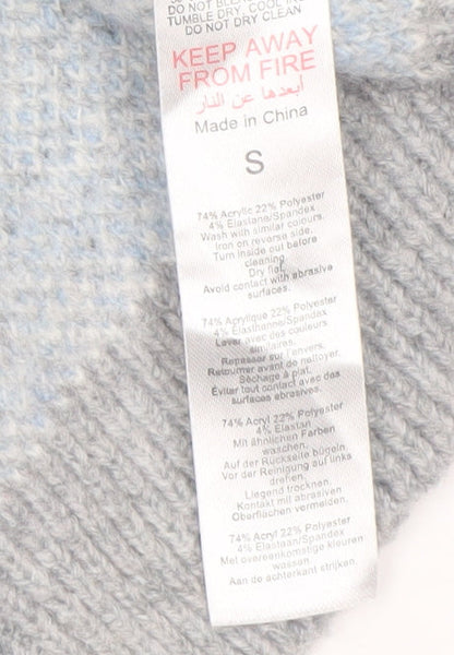 Oasis Women’s Blue Grey Fair Isle Roll Neck Jumper Size S