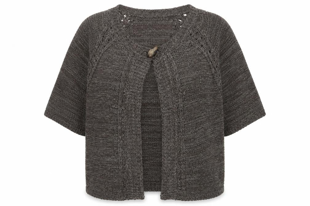 George Women Brown Chunky Knit Cardigan Size 18 Raglan 3/4 Sleeve