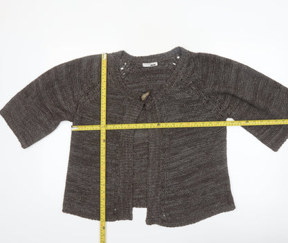 George Women Brown Chunky Knit Cardigan Size 18 Raglan 3/4 Sleeve