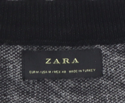 Zara Men's Black Houndstooth Knit Crew Neck Pullover Jumper M