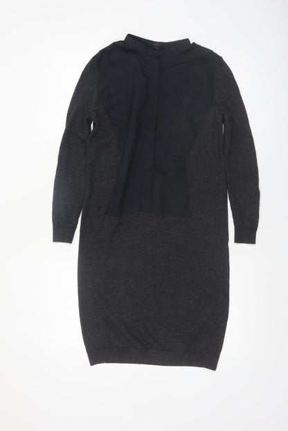COS Women’s Black XS Wool Blend Long Sleeve Shift Dress