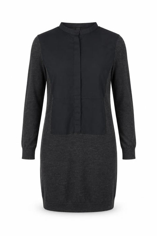 Front view of COS Women’s Black XS Wool Blend Long Sleeve Shift Dress