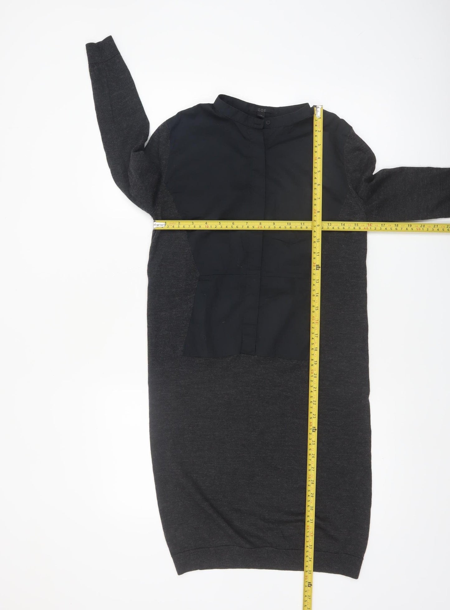 COS Women’s Black XS Wool Blend Long Sleeve Shift Dress