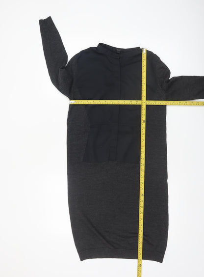 COS Women’s Black XS Wool Blend Long Sleeve Shift Dress