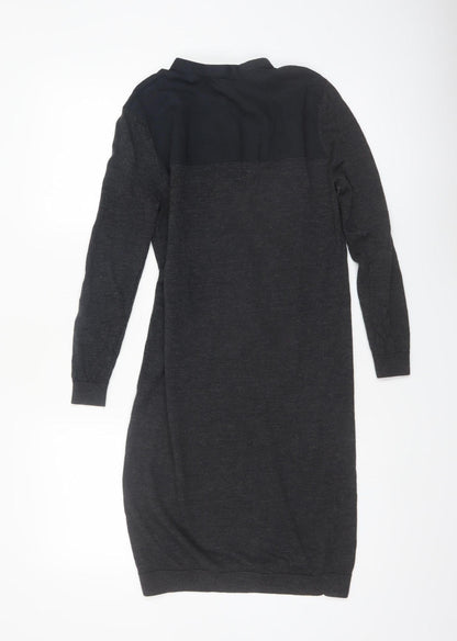 COS Women’s Black XS Wool Blend Long Sleeve Shift Dress