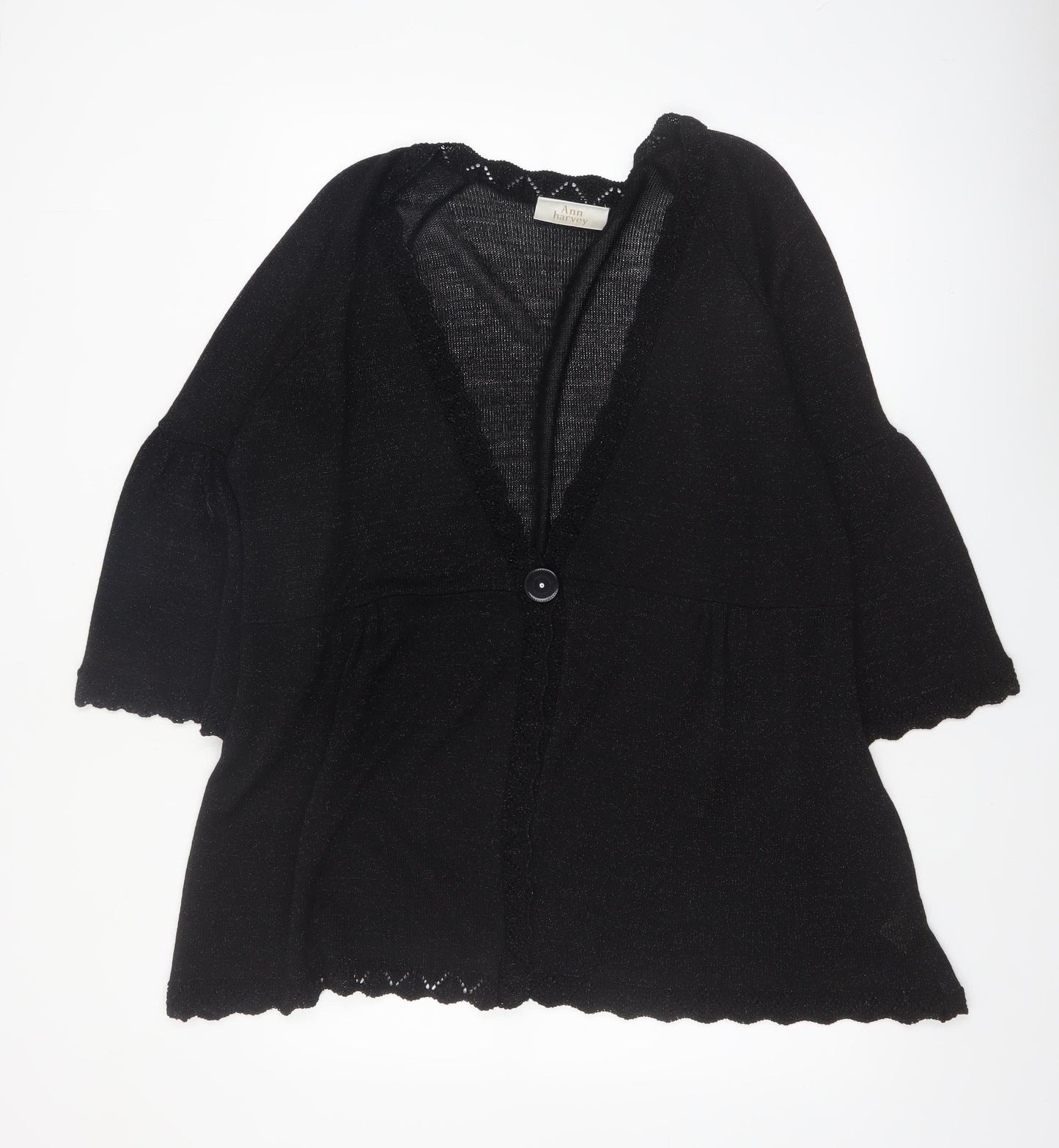 Ann Harvey Women's Black Plus Size 22 Glitter Knit Cardigan
