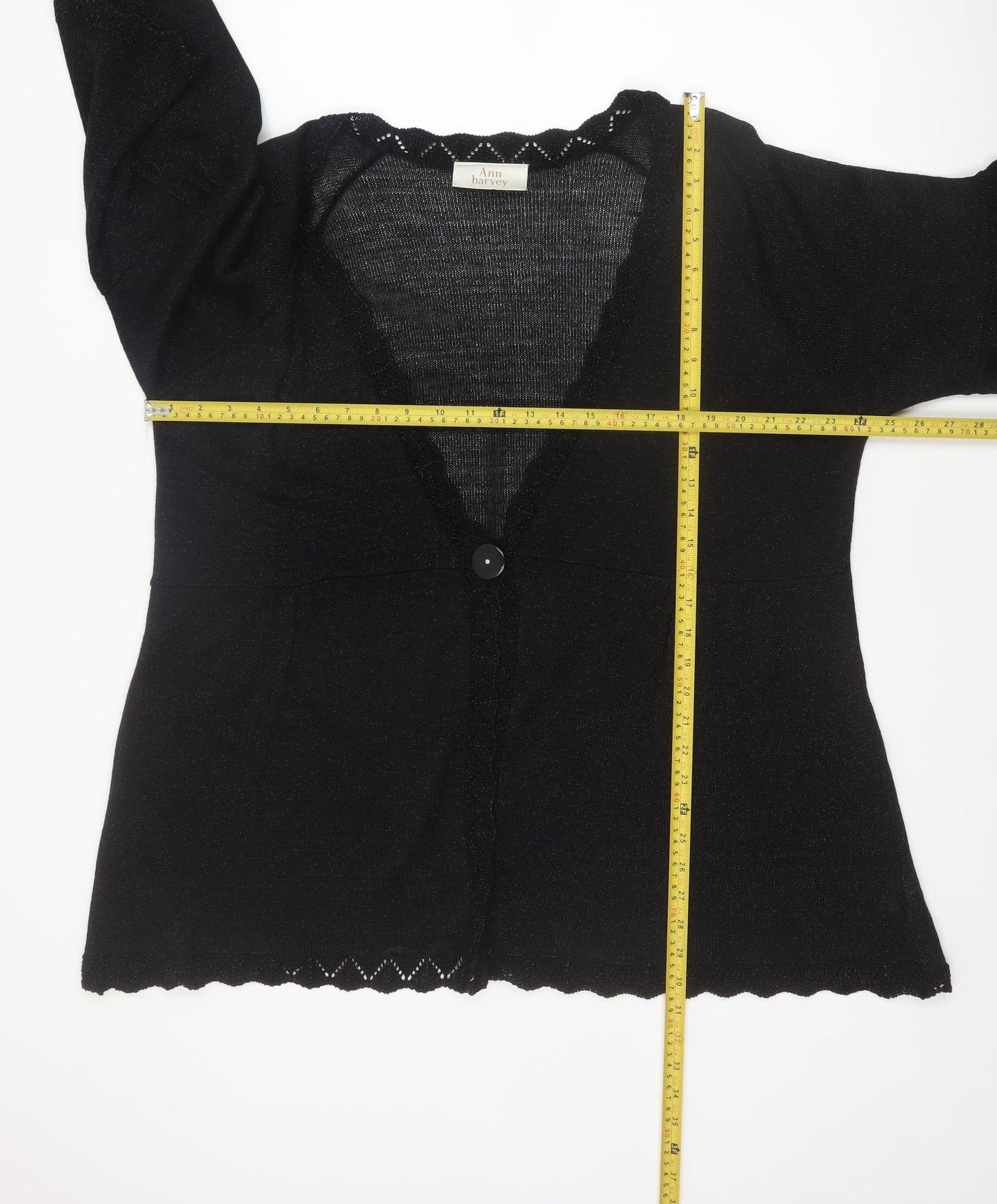Ann Harvey Women's Black Plus Size 22 Glitter Knit Cardigan
