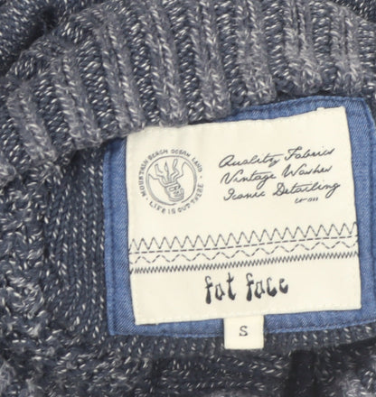 Fat Face Men's Blue Chunky-Knit Cotton Henley Jumper Size S