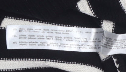 Zara Women’s Black Striped High Neck Full Zip Jumper Size 12