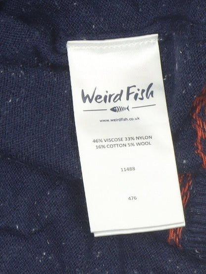 Weird Fish Womens Blue Fair Isle Knit Jumper Dress Size 14