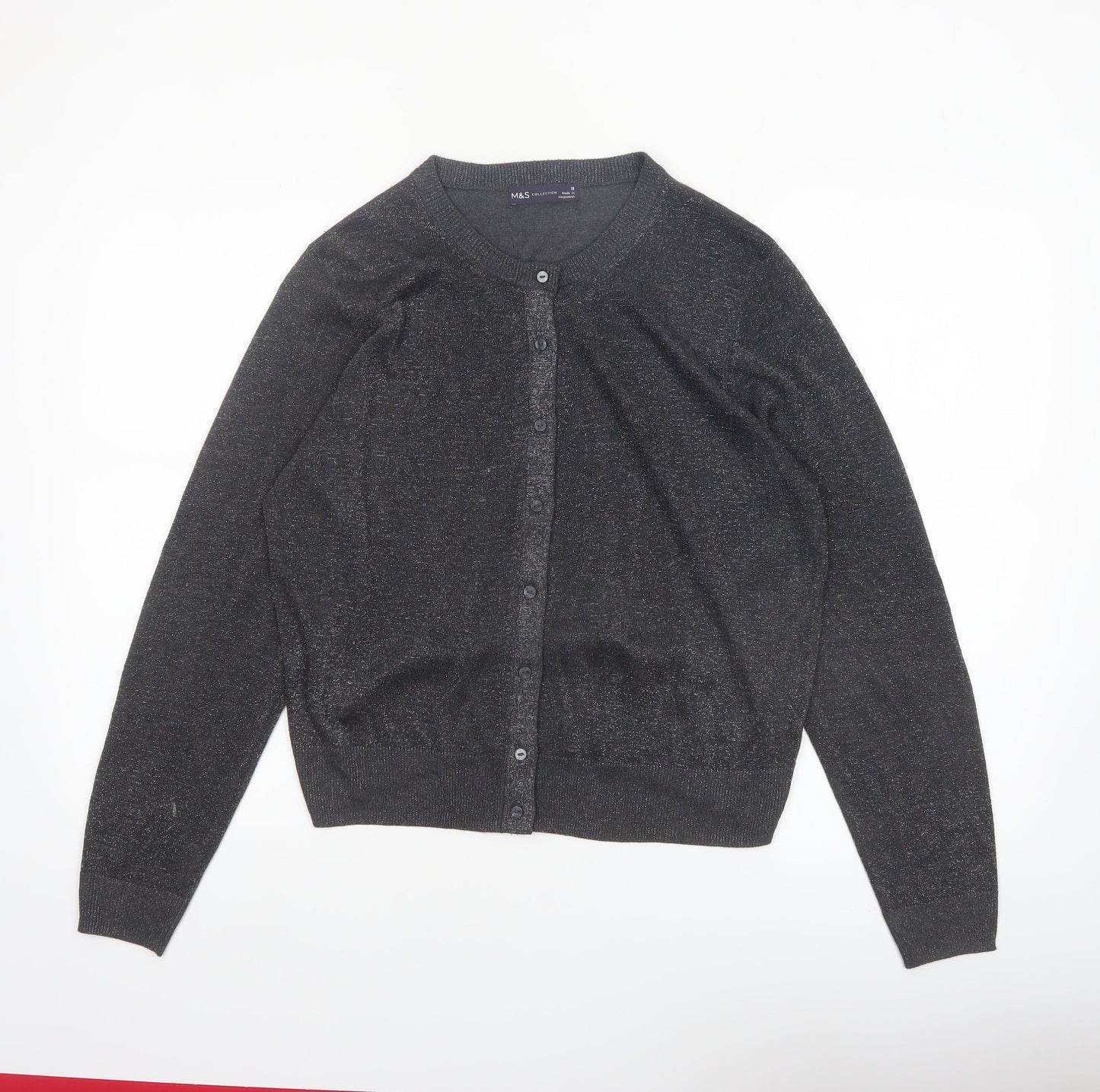 Marks and Spencer Womens Black Glitter Cardigan Size 18 Knit