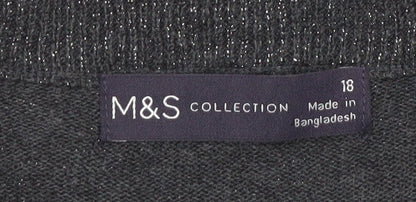 Marks and Spencer Womens Black Glitter Cardigan Size 18 Knit