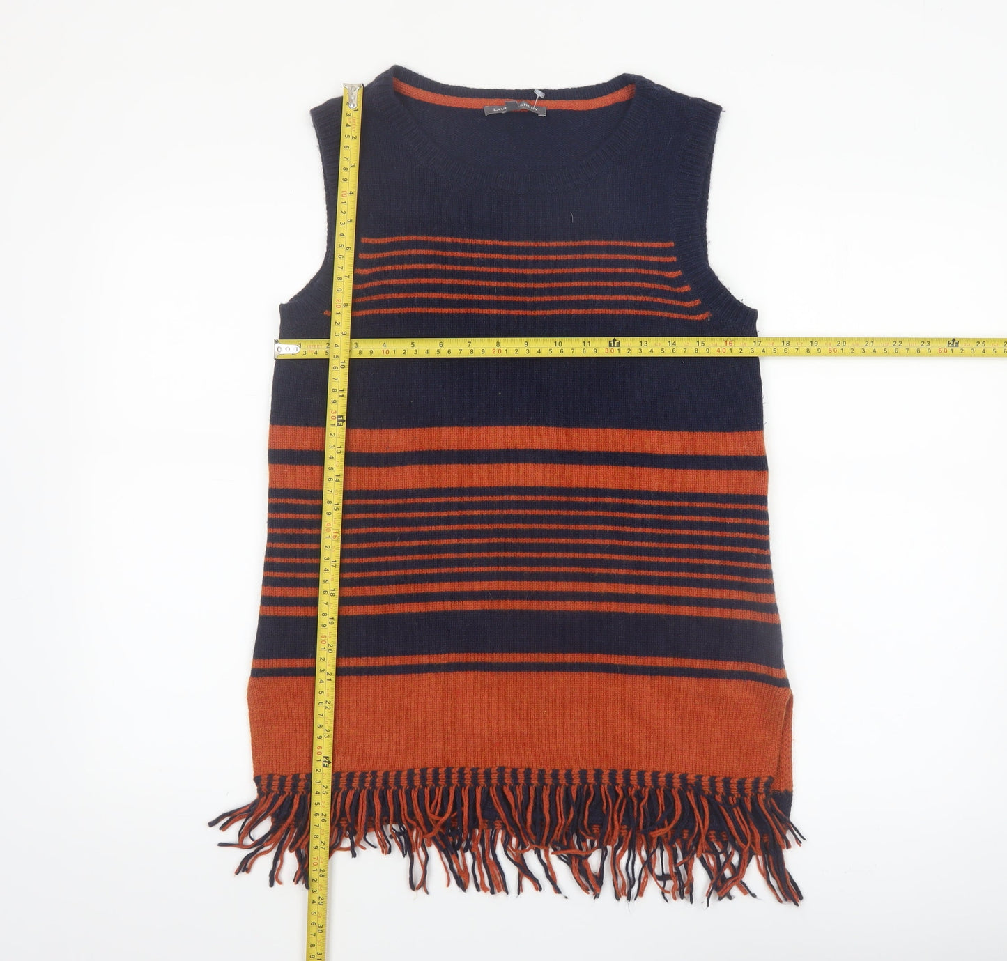 Laura Ashley Women's Multicoloured Striped Knit Sleeveless Vest UK 10