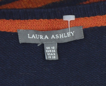 Laura Ashley Women's Multicoloured Striped Knit Sleeveless Vest UK 10