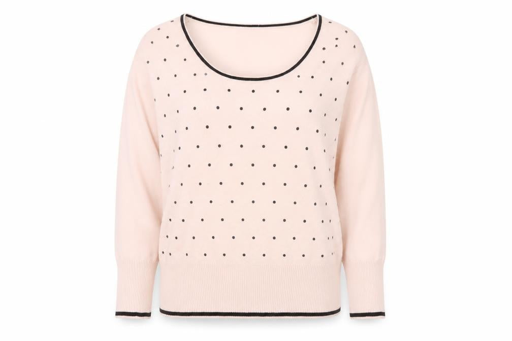 Roman Women's Pink Polka Dot Scoop Neck 3/4 Sleeve Jumper Size 20