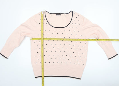 Roman Women's Pink Polka Dot Scoop Neck 3/4 Sleeve Jumper Size 20