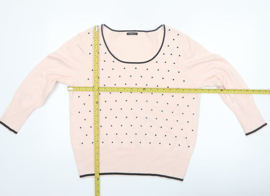 Roman Women's Pink Polka Dot Scoop Neck 3/4 Sleeve Jumper Size 20