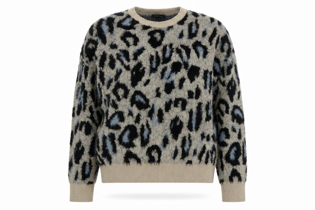 New Look Womens Beige Leopard Print Chunky Knit Jumper M