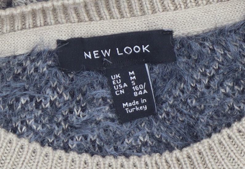 New Look Womens Beige Leopard Print Chunky Knit Jumper M