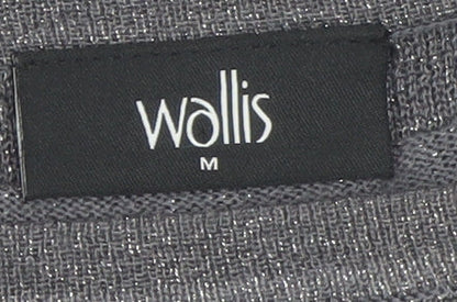 Wallis Women's Grey Metallic Knit Short Sleeve Blouse M