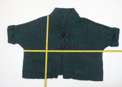 George Women’s Green Cable Knit Cardigan UK 24 Acrylic Roll Neck