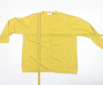 Adini Women’s Yellow Cotton Cardigan M/L Lightweight Knit