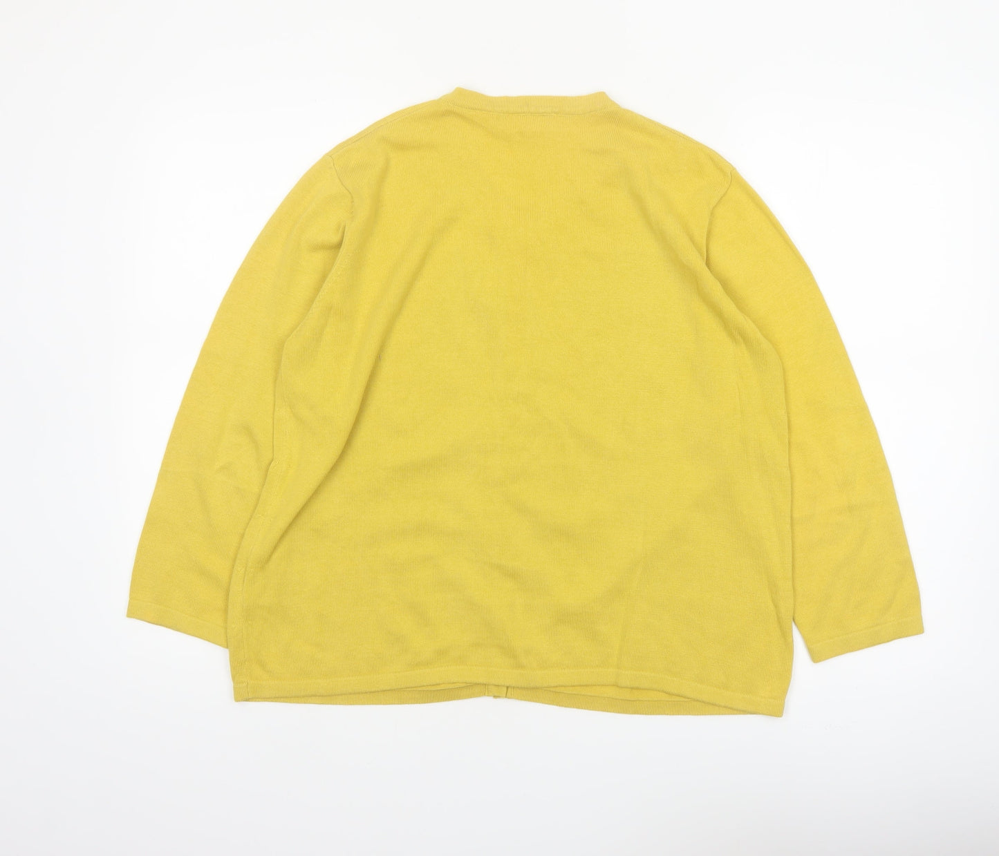 Adini Women’s Yellow Cotton Cardigan M/L Lightweight Knit