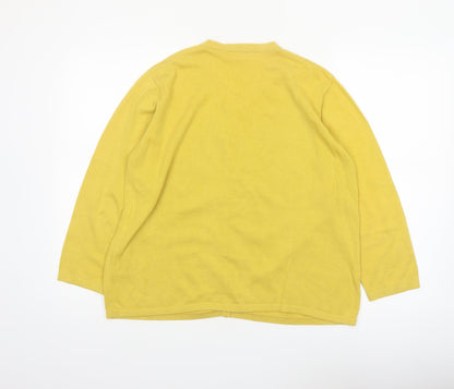 Adini Women’s Yellow Cotton Cardigan M/L Lightweight Knit
